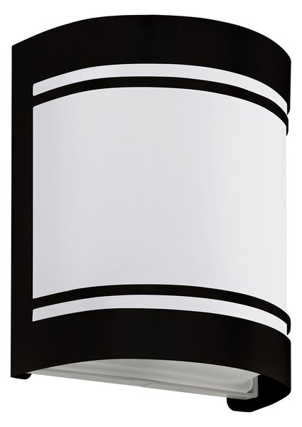 Applique Esterno Contemporanea Cerno Metallo Nero Vetro Bianco 1 Luce E27