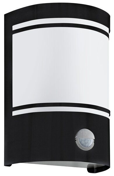 Applique Esterno Contemporanea Cerno Metallo Nero Vetro Bianco Luce