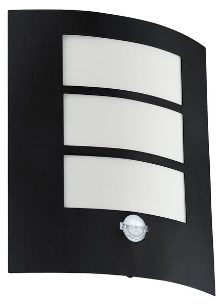 Applique Esterno Sensore Contemp City Metallo Nero Policarbonato Bianco E27