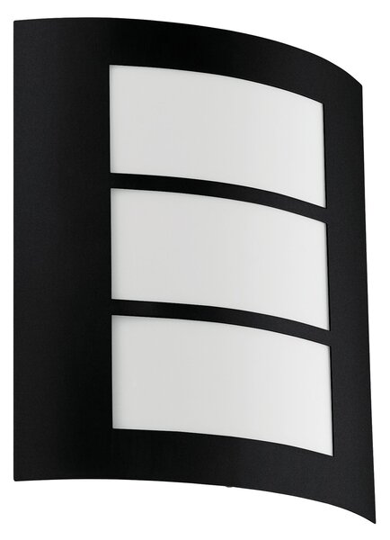 Applique Esterno Contemporanea City Metallo Nero Policarbonato Bianco E27