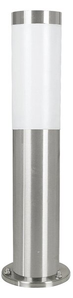 Paletto Esterno Helsinki Acciaio Argento Policarbonato Bianco 1 Luce E27 45Cm