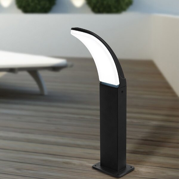 Lampione Per Esterno Contemporaneo Fiumicino Alluminio Nero Policarbonato Bianco Led