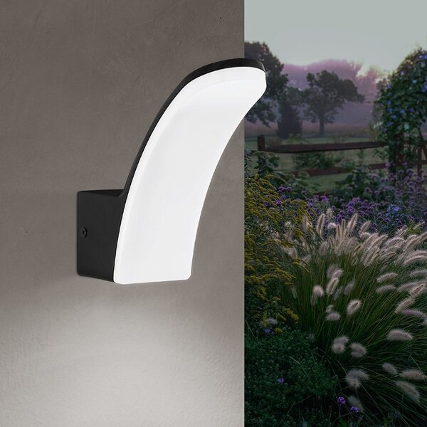 Applique Esterno Contemporanea Fiumicino Alluminio Nero Policarbonato Bianco Led