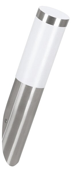 Applique Esterno Moderna Helsinki Acciaio Argento Policarbonato Bianco E27