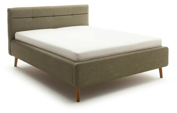 Letto matrimoniale imbottito verde con contenitore con rete inclusa 160x200 cm Lotte – Meise Möbel