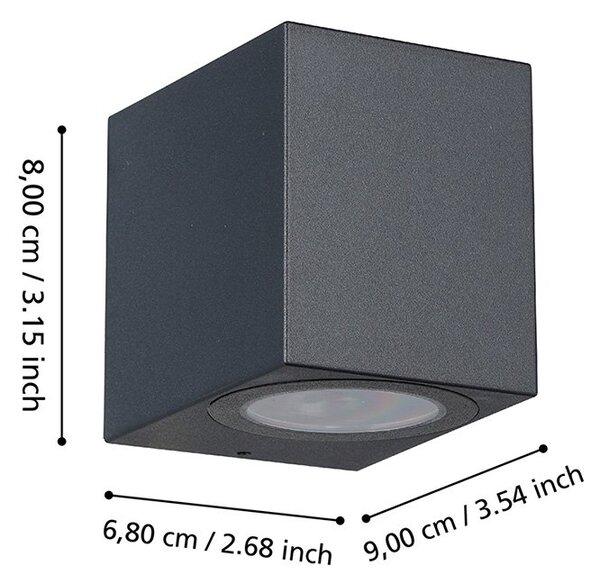 Applique Esterno Moderna Jabaga Policarbonato Nero Policarbonato Trasp Gu10
