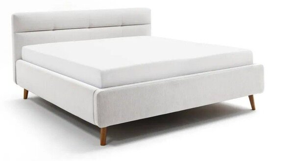 Letto matrimoniale imbottito grigio chiaro con contenitore con rete inclusa 180x200 cm Lotte – Meise Möbel