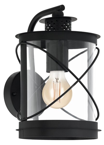Applique Esterno Contemporanea Hilburn Metallo Nero 1 Luce E27