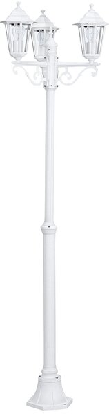Lampione Esterno Classico Laterna 5 Alluminio Bianco 3 Luci E27