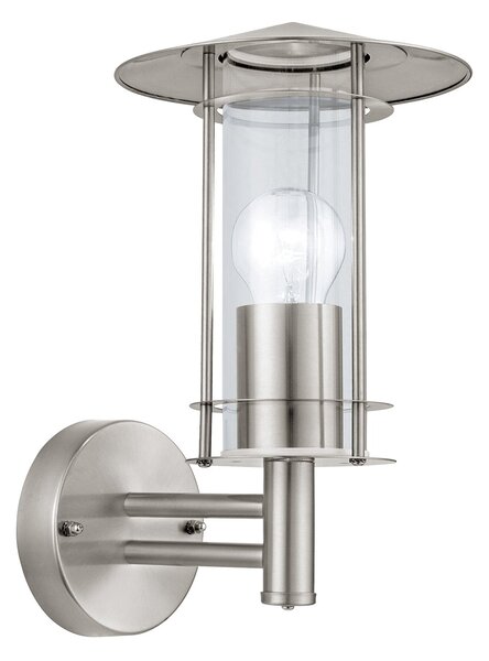 Applique Esterno Contemporanea Lisio Acciaio Argento 1 Luce E27 H30Cm