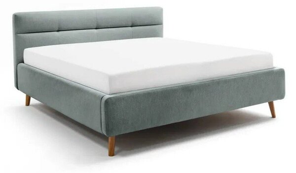 Letto matrimoniale imbottito azzurro con contenitore con rete inclusa 180x200 cm Lotte – Meise Möbel