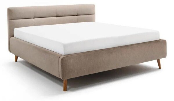 Letto matrimoniale imbottito beige con contenitore con rete inclusa 160x200 cm Lotte – Meise Möbel