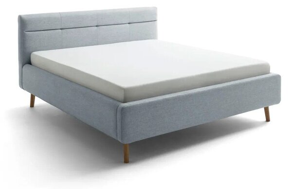 Letto matrimoniale imbottito blu polveroso con contenitore con rete inclusa 180x200 cm Lotte – Meise Möbel