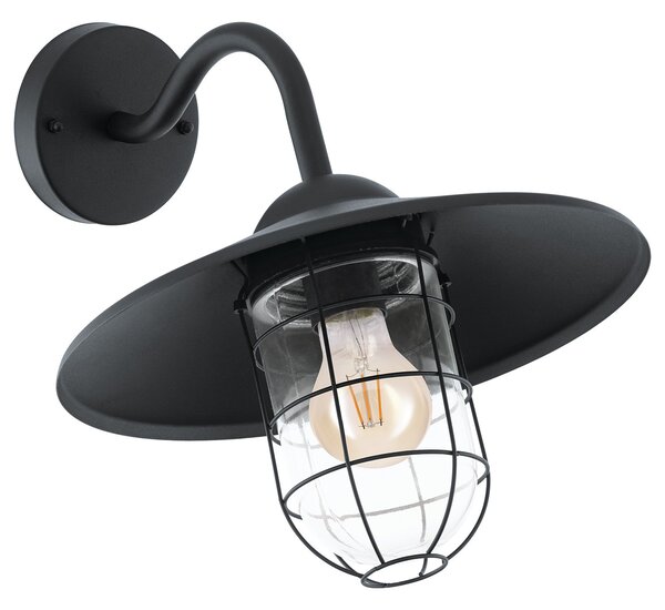 Applique Esterno Classica Melgoa Metallo Nero Vetro Bianco 1 Luce E27