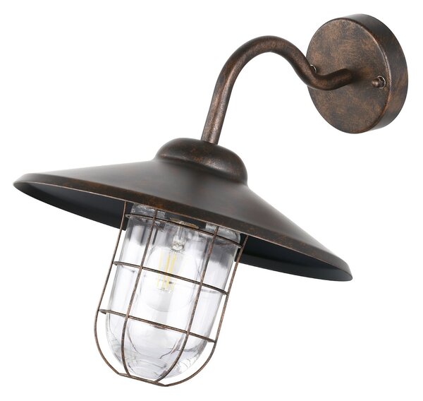 Applique Esterno Classica Melgoa Metallo Rame Vetro Bianco 1 Luce E27