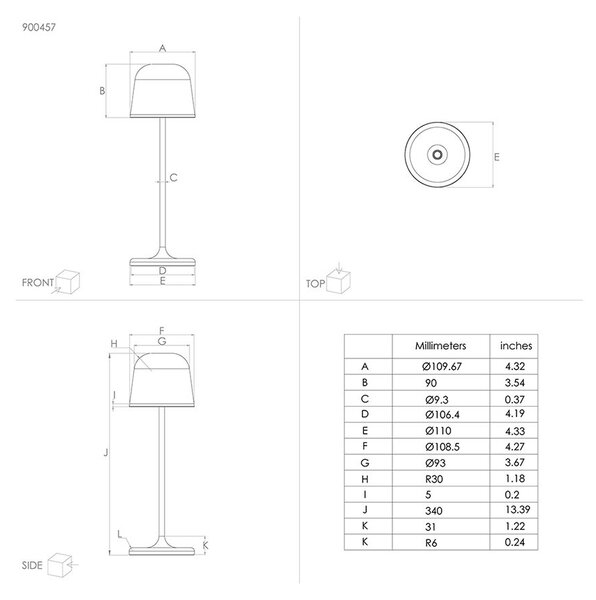 Lampada Esterno Moderna Mannera Alluminio Nero Policarbonato Bianco Led
