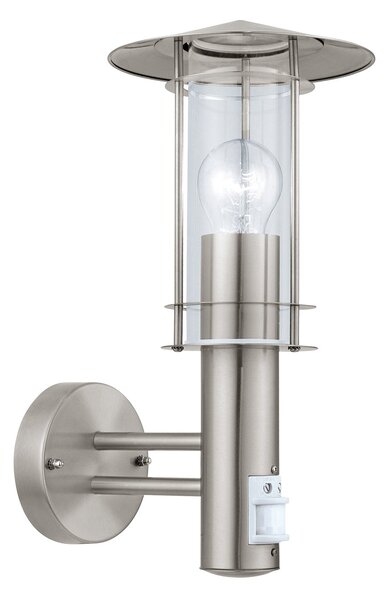 Applique Esterno Contemporanea Lisio Acciaio Argento 1 Luce E27 H36Cm