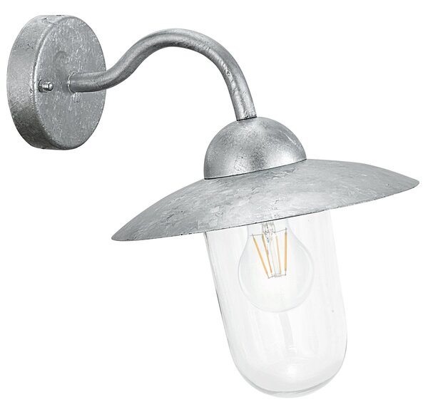 Applique Esterno Classica Milton Acciaio Grigio Vetro Bianco E27