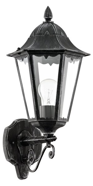 Applique Esterno Verso Alto Classica Navedo Alluminio Nero 1 Luce E27 H42,5Cm