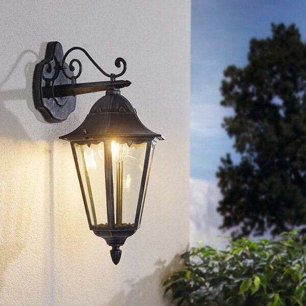 Applique Esterno Verso Basso Classica Navedo Alluminio Nero 1 Luce E27