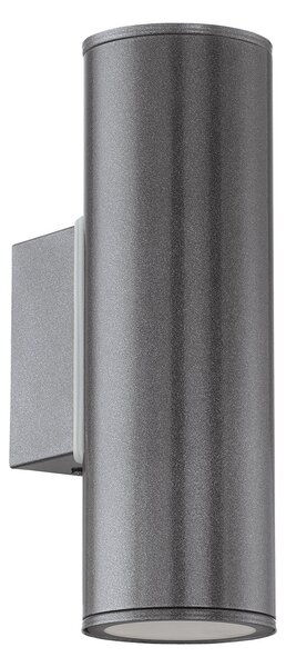 Applique Esterno Moderna Riga Metallo Grigio 2 Luce Gu10