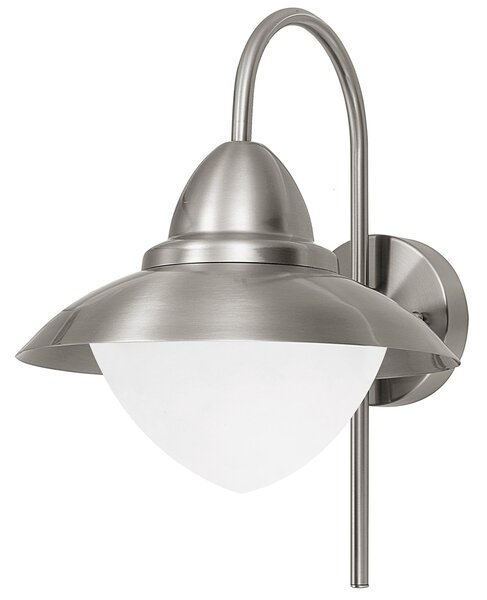 Applique Esterno Contemporanea Sidney Acciaio Argento Vetro Bianco E27