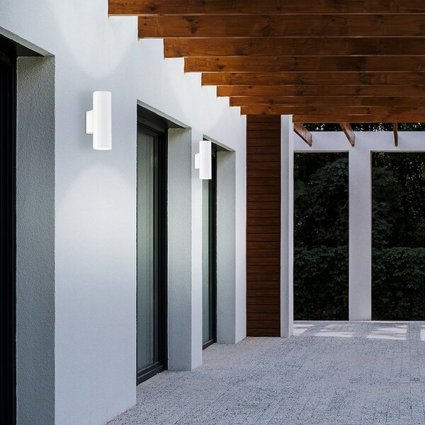 Applique Esterno Moderna Riga Metallo Bianco 2 Luce Gu10