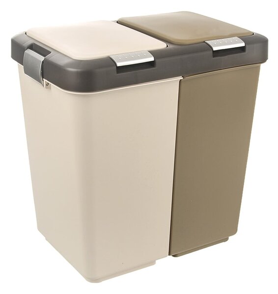 Cestino per la spazzatura in plastica bianco/beige per raccolta differenziata 2x20 l Duo Dust – Orion