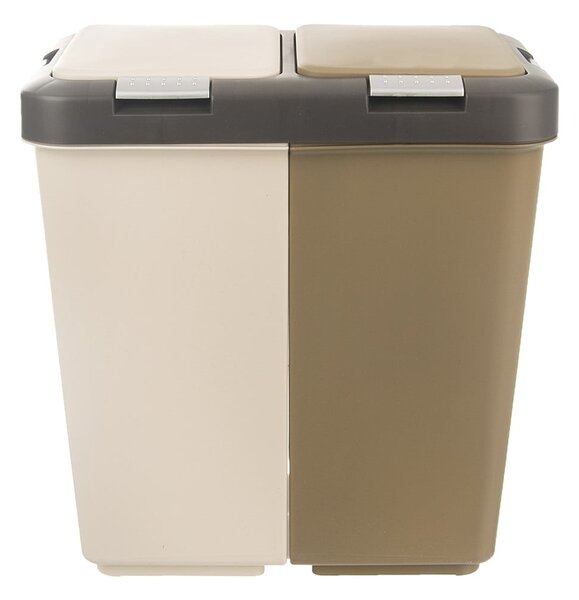 Cestino per la spazzatura in plastica bianco/beige per raccolta differenziata 2x20 l Duo Dust – Orion