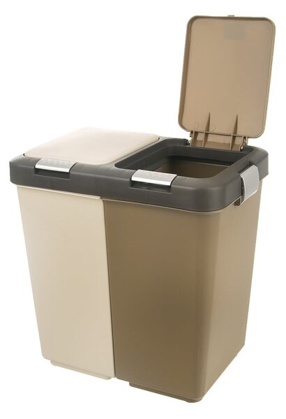 Cestino per la spazzatura in plastica bianco/beige per raccolta differenziata 2x20 l Duo Dust – Orion