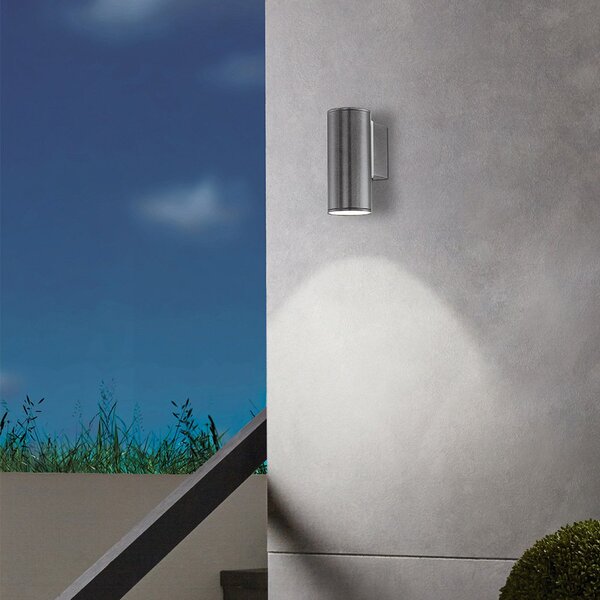 Applique Esterno Moderna Riga Metallo Grigio 1 Luce Gu10