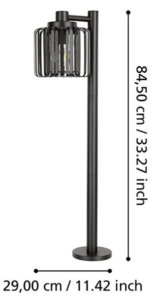 Paletto Esterno Moderno Selinus Acciaio Nero 1 Luce E27