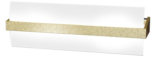 Applique Contemporanea Wood Metallo Foglia Oro Vetro Bianco 2 Luci E27 L40Cm