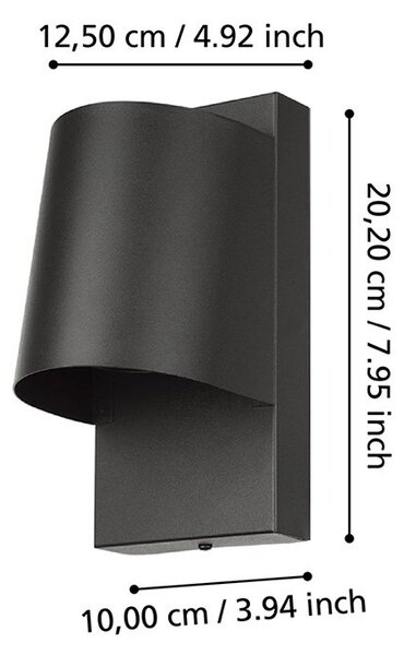 Applique Esterno Moderna Stagnone Alluminio Nero Gu10