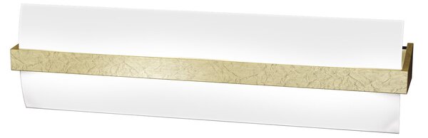Applique Contemporanea Wood Metallo Foglia Oro Vetro Bianco 2 Luci E27 L50Cm