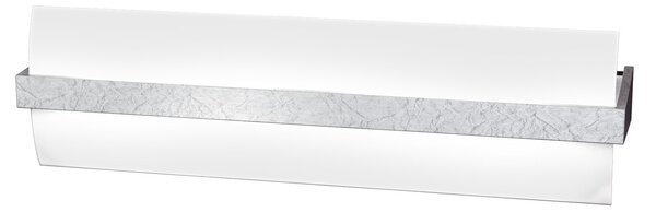 Applique Contemporanea Wood Metallo Foglia Argento Vetro Bianco 2 Luci E27 L50Cm