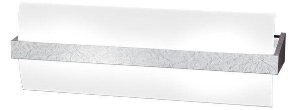 Applique Contemporanea Wood Metallo Foglia Argento Vetro Bianco 2 Luci E27 L40Cm