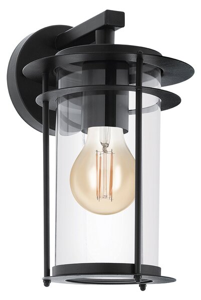 Applique Esterno Contemporanea Valdeo Metallo Nero Vetro Bianco 1 Luce E27