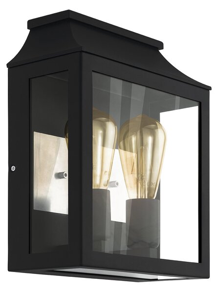 Applique Esterno Contemporanea Soncino Alluminio Nero 2 Luci E27