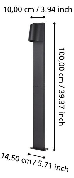 Lampione Per Esterno Moderno Stagnone Alluminio Nero Vetro Bianco 1 Luce Gu10