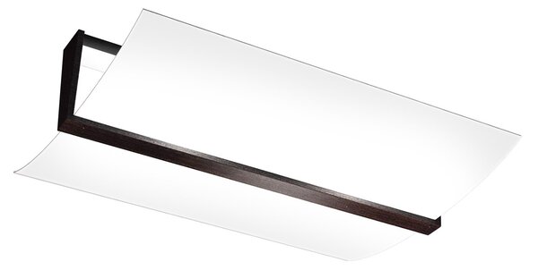 Plafoniera Contemporanea Wood Metallo Nerowengè Vetro Bianco 2 Luci E27 53Cm