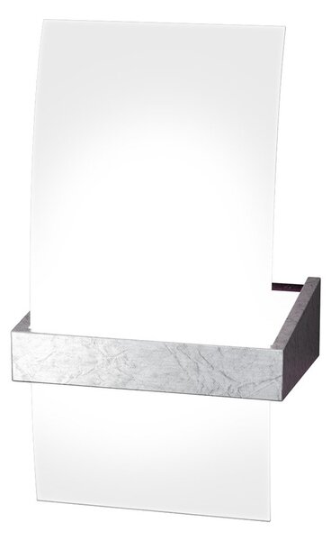 Applique Contemporanea Wood Metallo Foglia Argento Vetro Bianco 1 Luce G9