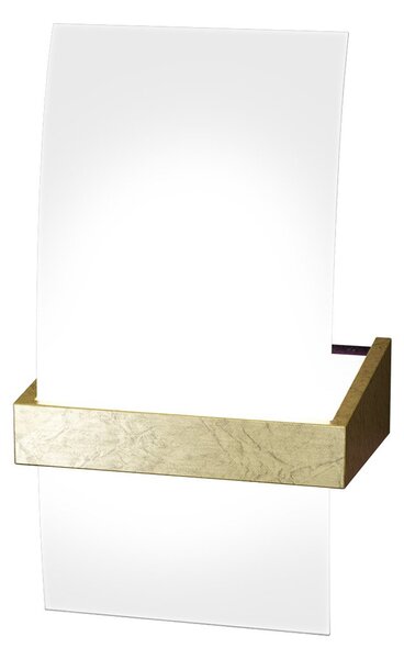 Applique Contemporanea Wood Metallo Foglia Oro Vetro Bianco 1 Luce G9