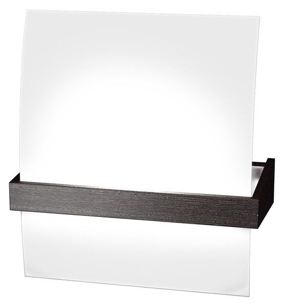Applique Contemporanea Wood Metallo Nerowengè Vetro Bianco 1 Luce E27