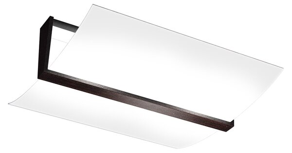 Plafoniera Contemporanea Wood Metallo Nerowengè Vetro Bianco 2 Luci E27 43Cm