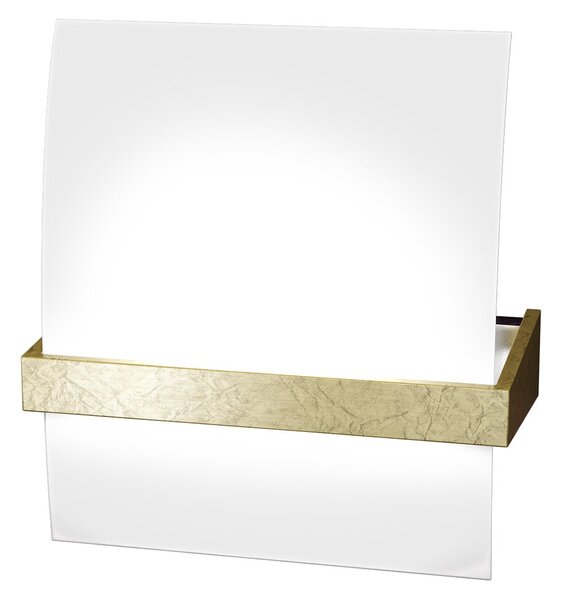 Applique Contemporanea Wood Metallo Foglia Oro Vetro Bianco 1 Luce E27