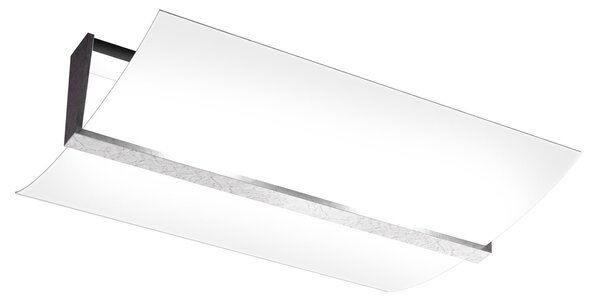 Plafoniera Contemporanea Wood Met. Foglia Argento Vetro Bianco 2 Luci E27 53Cm