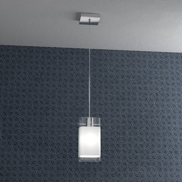 Sospensione Contemporanea Wild Metallo Cromo Vetro Satinato 1 Luce E27