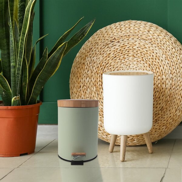 Bidone in metallo con piedini verde chiaro 5 l Greenish - Orion