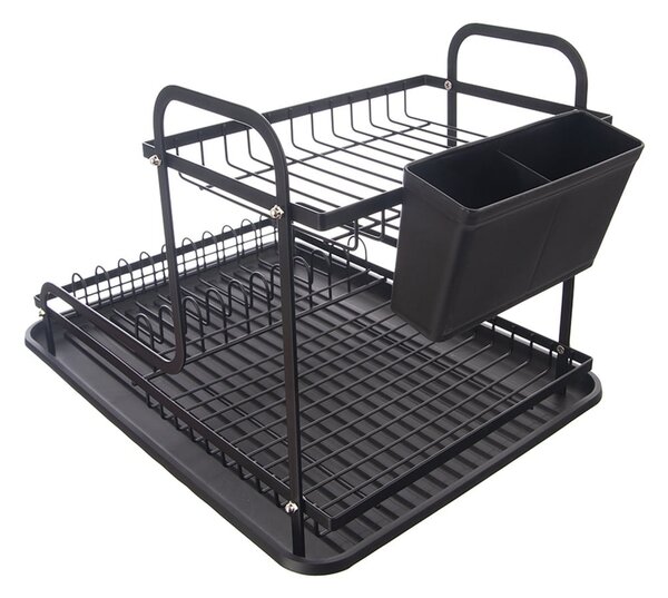 Scolapiatti a due livelli in metallo nero 42,5x32 cm Radka - Orion